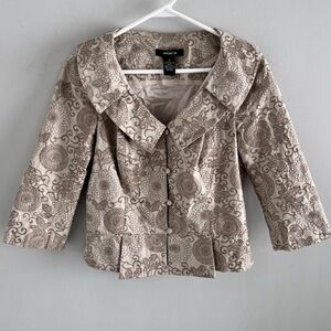 Arden B. Cropped Floral Brocade Blazer.